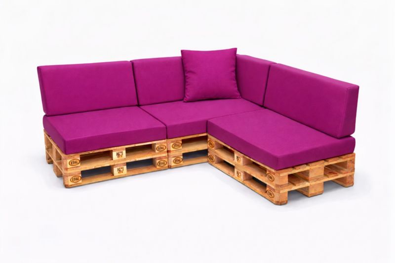 Komplet 8 sztuk poduszek ogrodowych na palety Setagrden 3x120x60cm /3x120x40cm+60x40cm,różowe dwustronne poduszki ogrdowe, 1szt