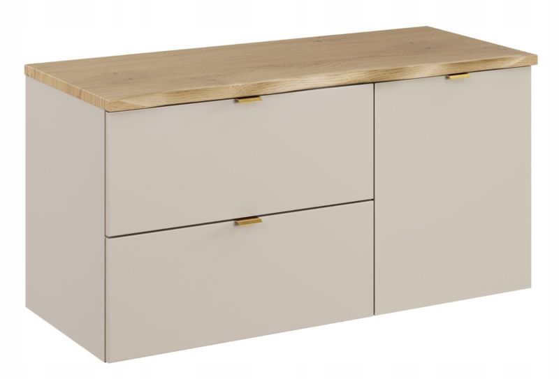 Szafka pod umywalkę Furnidea 100 cm kaszmir z blatem dąb Cremona Dalia 1 szt.