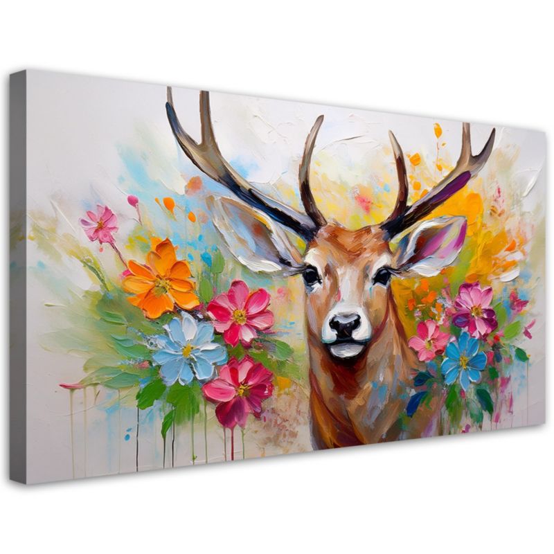 Obraz na płótnie Feeby Jeleń Kwiaty Abstrakcja Zwierzeta 100x50cm 1szt