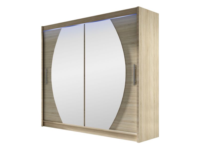 Szafa MIRJAN 24 z drzwiami przesuwnymi London IV z oświetleniem RGB dąb sonoma/lustro 1 szt.