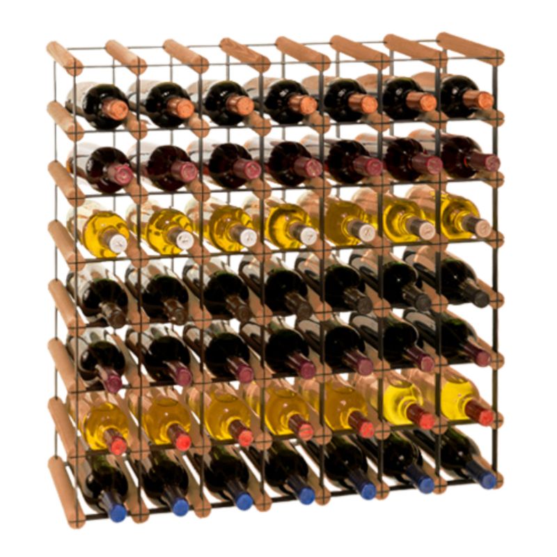 Stojak na wino MODO24 na butelki PET szafka wielki eko na 49 butelek czarny metal drewno brązowe 1 szt.