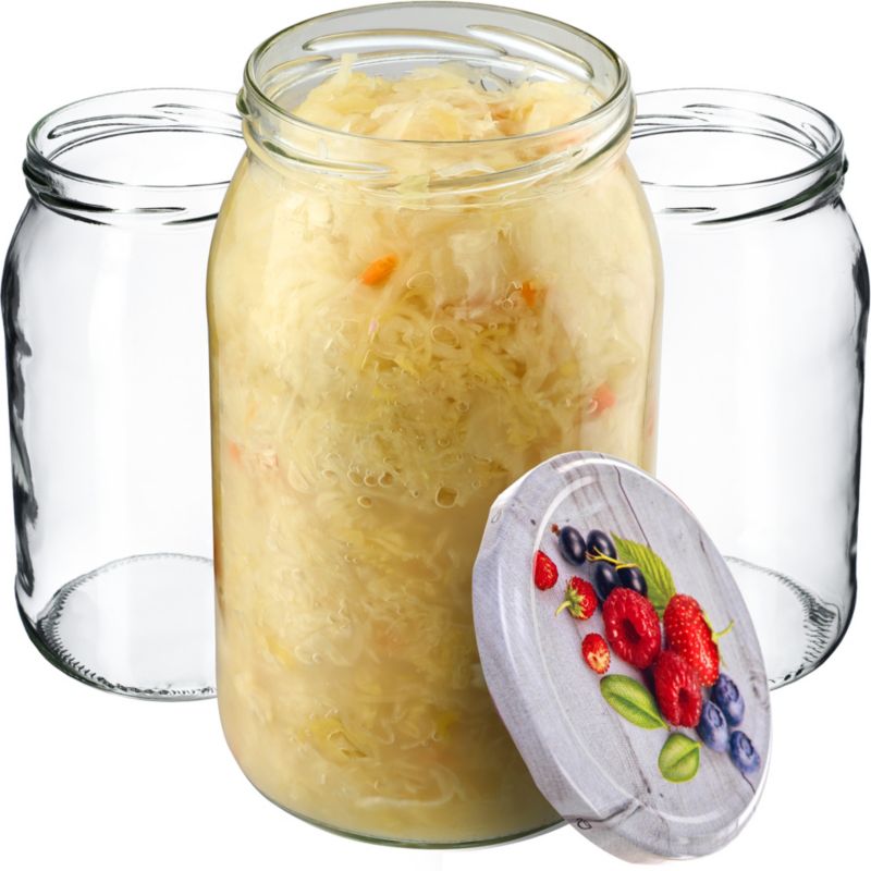 Słoiki KADAX na przetwory 900ml 82mm + wieczka "Jagody" 48 szt.