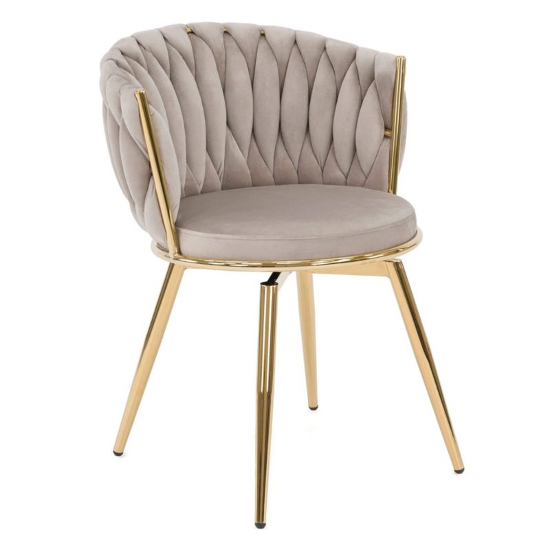 Krzesło obrotowe MebleMWM DC-3027 welur ciemny beż 7 nogi złote 1 szt.