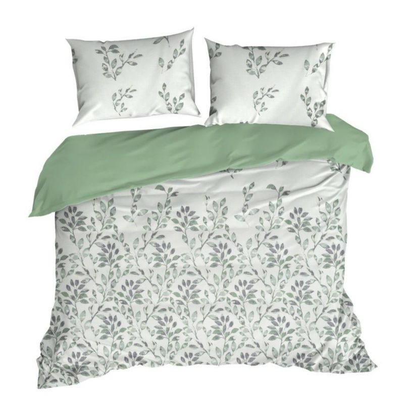 Pościel Clarissa Eurofirany 160 x 200 cm biało / zielone mikrowłókno 1 kpl.