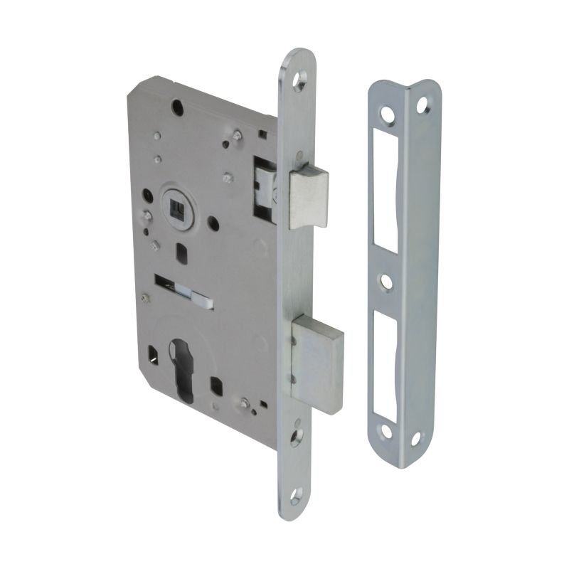 Zamek wpuszczany Jania 60/50 na wkładkę ocynkowany biały