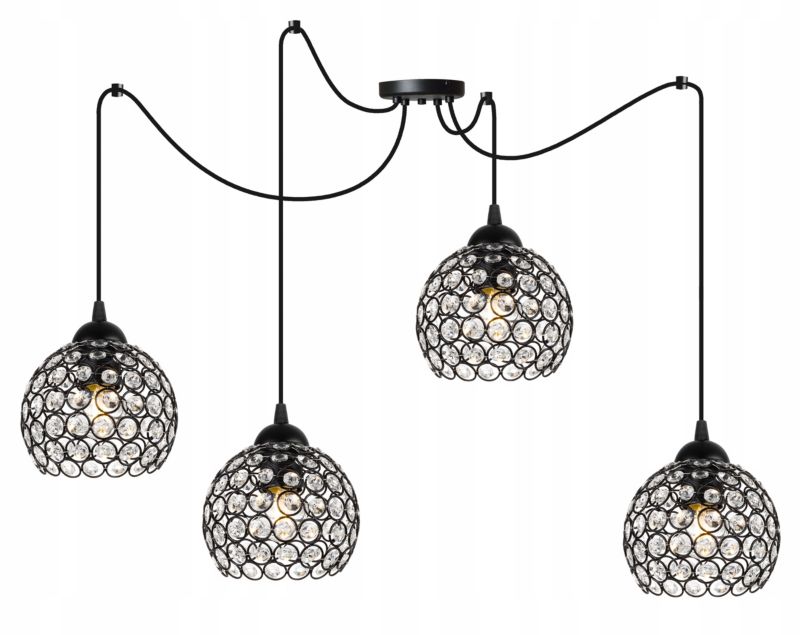 Lampa sufitowa wisząca Light Home LH Crystal Spider 4x E27 60W kryształki czarny 1szt.