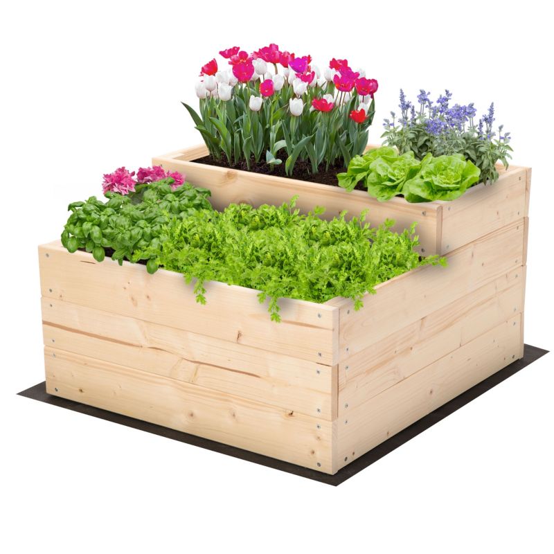 Skrzynia na warzywa MODO24 warzywnik szeroka 36x60x63 cm naturalne drewno 1 szt.