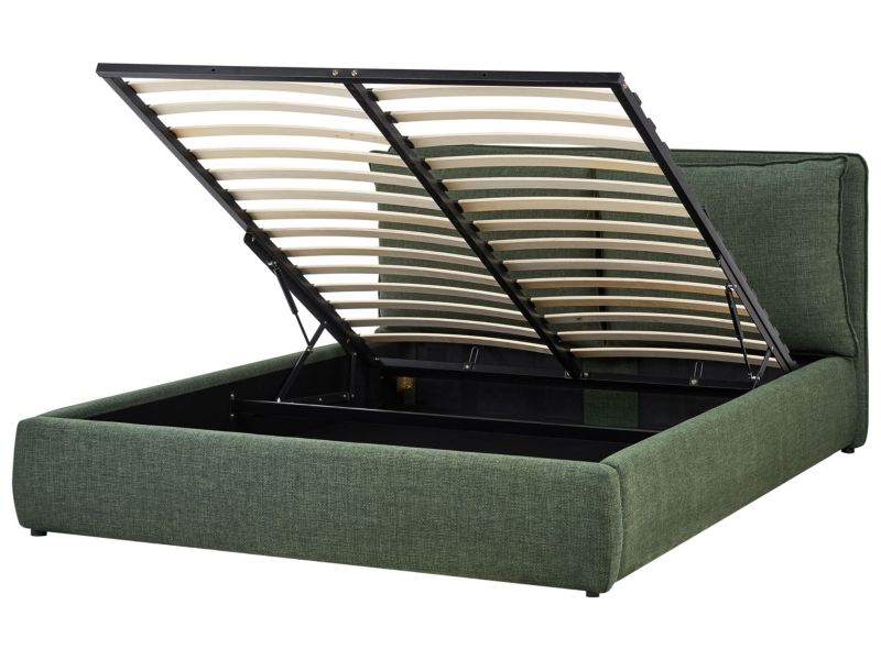 Łóżko z pojemnikiem Bajonna 160 x 200 cm Ciemnozielony 1 szt.