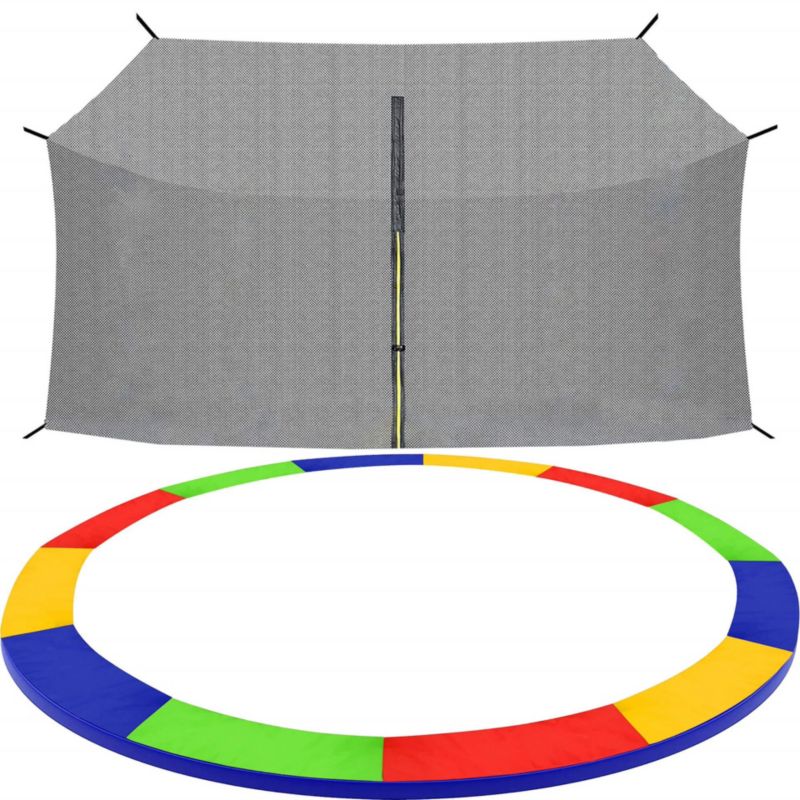 Siatka do trampoliny zewnętrzna z osłoną na sprężyny Springos 427 cm 14 FT 8 słupków multikolor 1 szt.