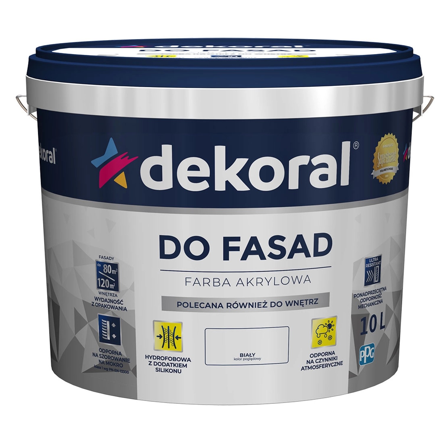 Farba elewacyjna Dekoral Polinit do fasad 10 l biała