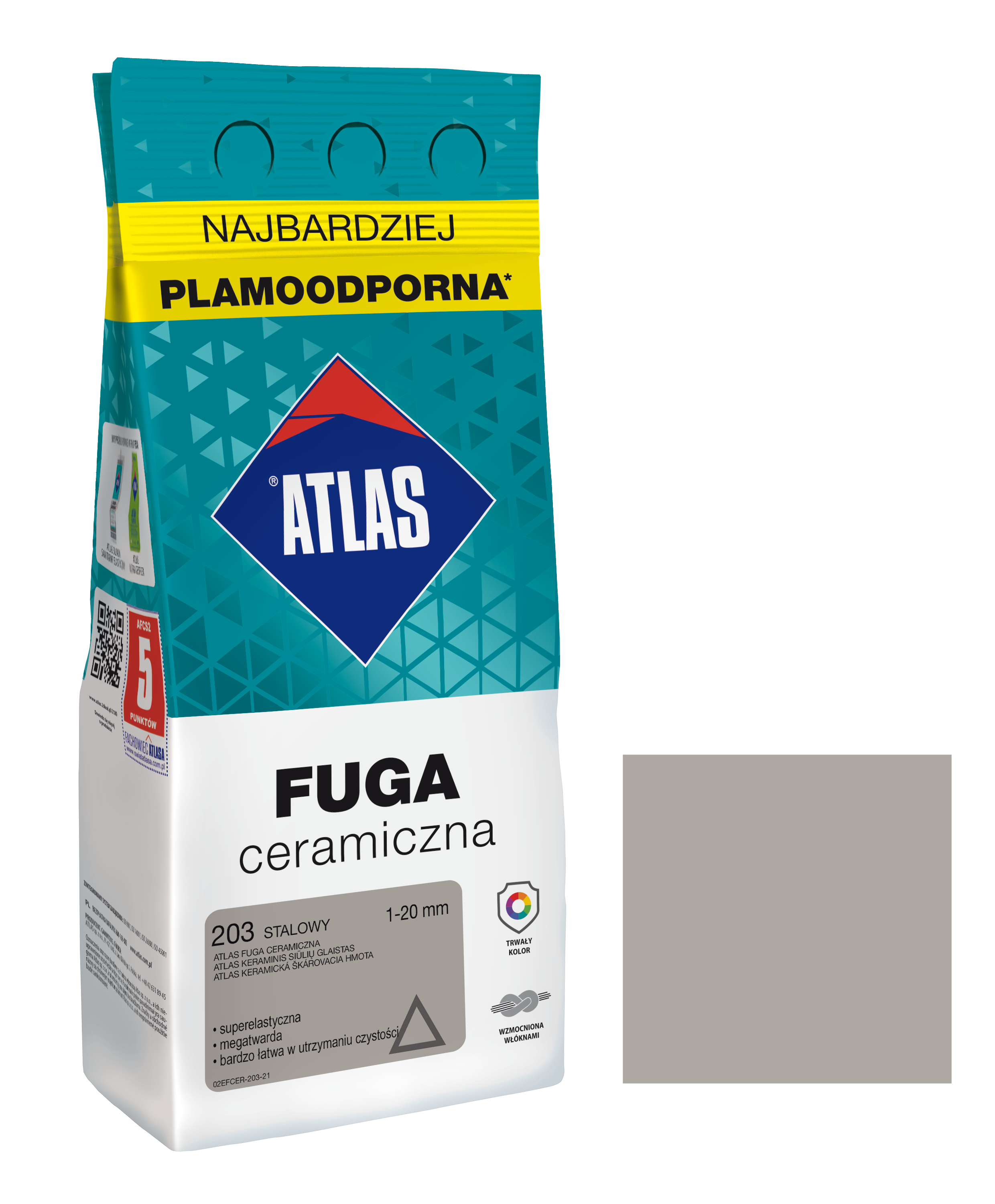 ATLAS FUGA CERAMICZNA 1-20MM 203 STALOWA 2KG
