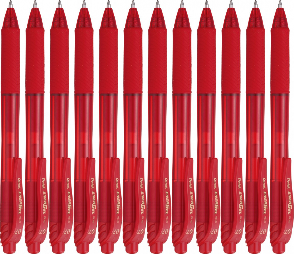 12x Pióro kulkowe automatyczne Pentel, EnerGel BL-107, 0.7mm, czerwony
