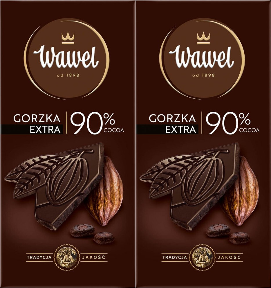 2x Czekolada Wawel Premium 90% cocoa, gorzka, 90g