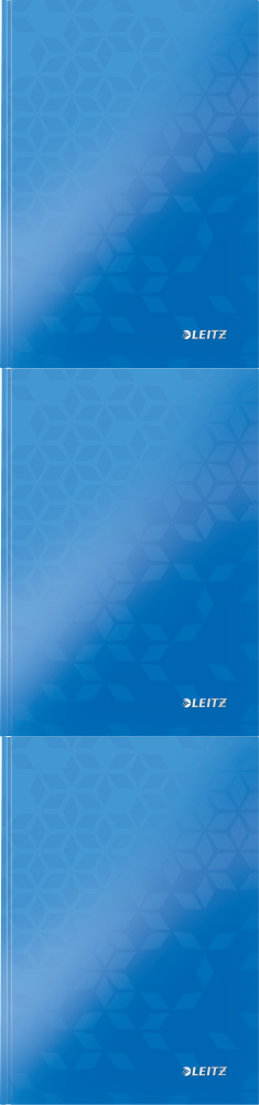 3x Zeszyt w kratkę Leitz Wow, A5, twarda oprawa, 80 kartek, niebieski