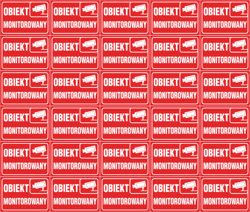30x Znak informacyjny Anro, "Obiekt monitorowany", płytka PVC, 15x20,5cm