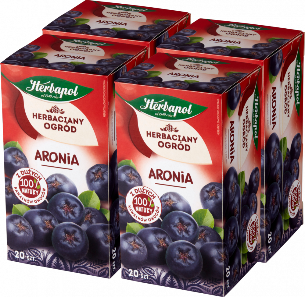 4x Herbata owocowa w torebkach Herbapol Herbaciany Ogród, aronia, 20 sztuk x3.5g