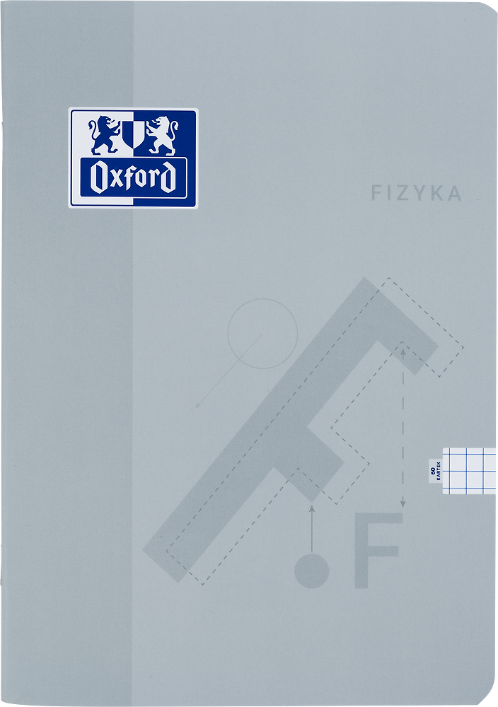 Zeszyt przedmiotowy w kratkę Oxford Fizyka, A5, miękka oprawa, 60 kartek, jasnoszary