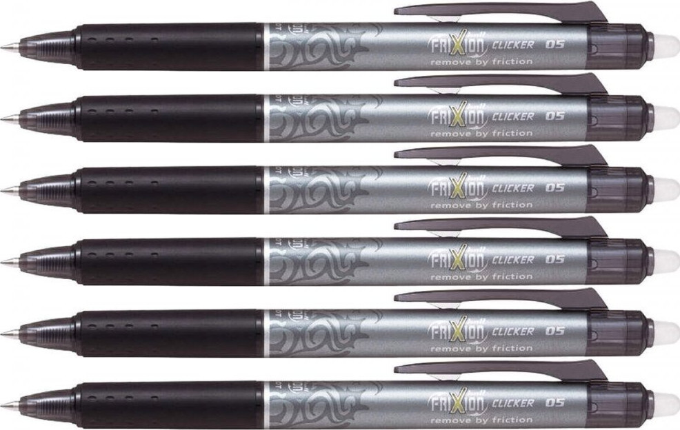 6x Pióro kulkowe wymazywalne Pilot Frixion Clicker, 0.5mm, czarny