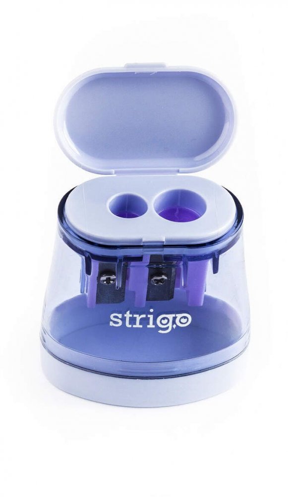 Temperówka Strigo, z pojemnikiem, 2 otwory, mix kolorów