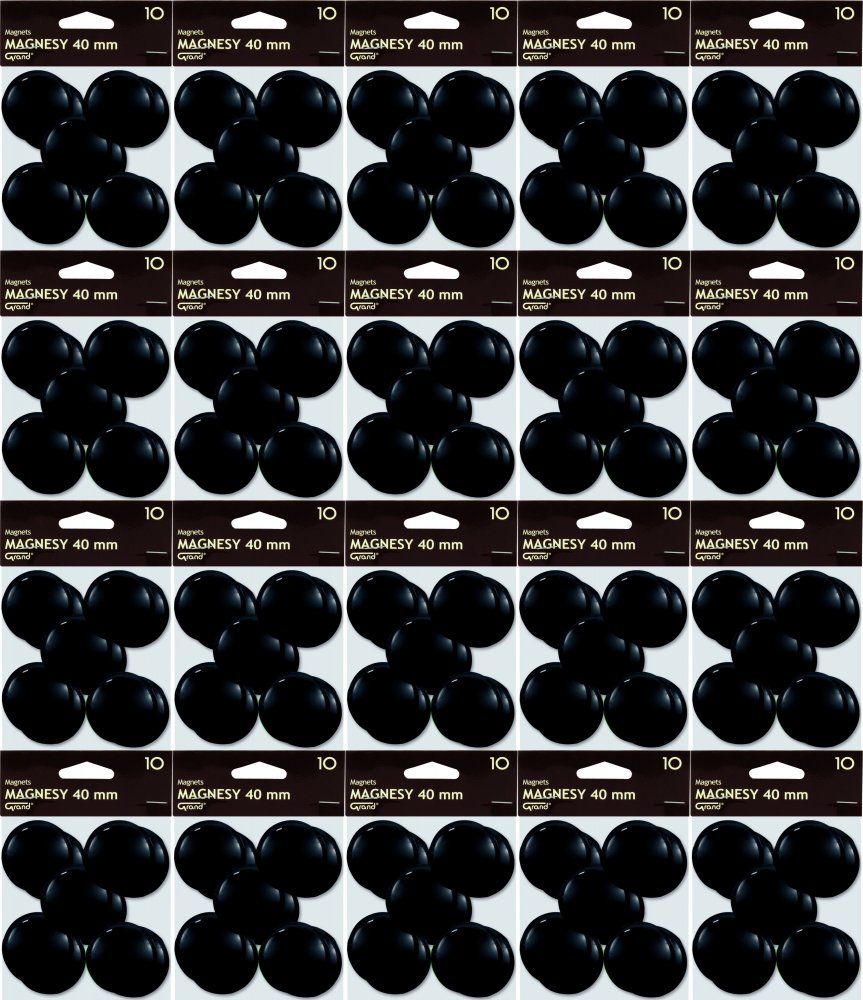 20x Magnes Grand, 40mm, 10 sztuk, czarny