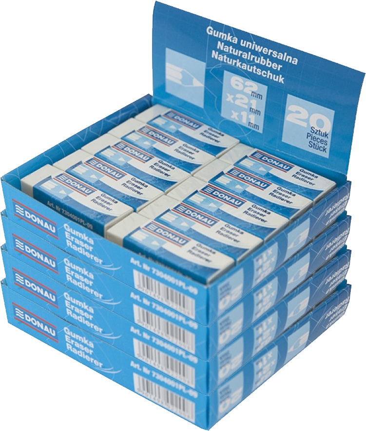 80x Gumka uniwersalna Donau, 62x21x11mm, biały