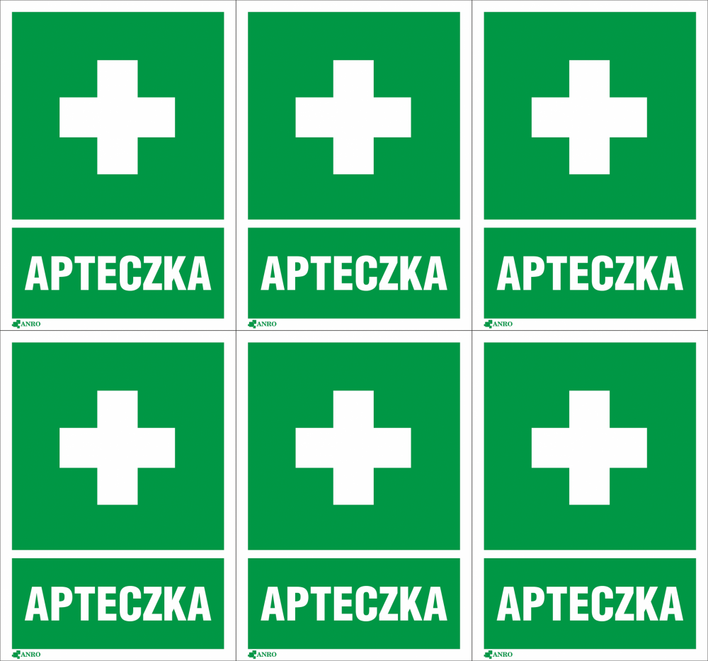 6x Tabliczka informacyjna Anro "Apteczka", 220x300mm