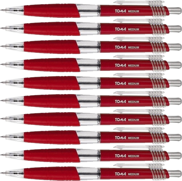 5x Długopis automatyczny Toma TO-038, Medium, 1mm, czerwony