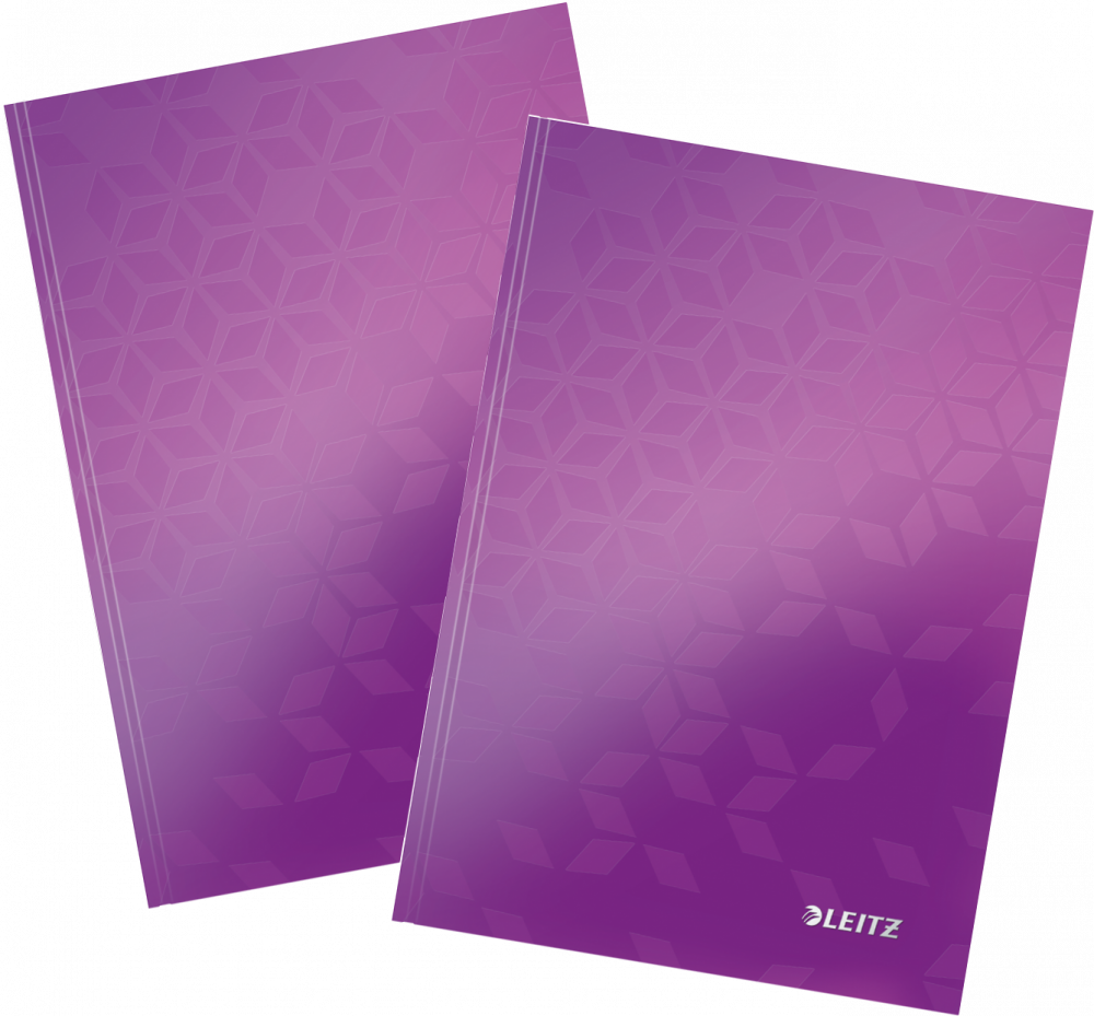 2x Zeszyt w kratkę Leitz Wow, A5, twarda oprawa, 80 kartek, fioletowy