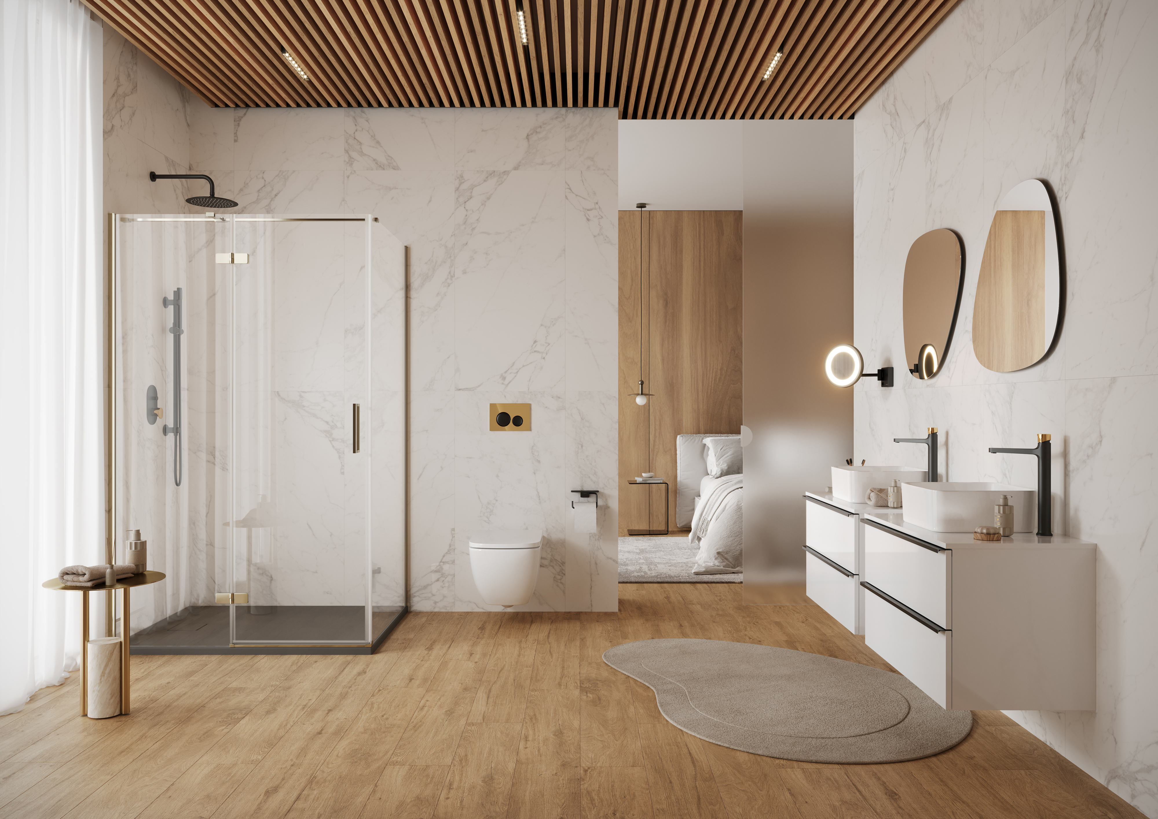 Cersanit City kabina prysznicowa 120x90 cm prostokątna lewa złoty połysk/szkło przezroczyste S584-093 - Wysyłka w 24h