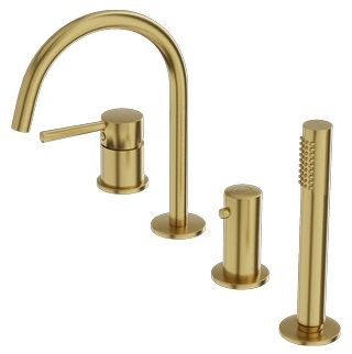 LaVita Orion bateria wannowo-prysznicowa nawannowa 4-otworowa złoty szczotkowany