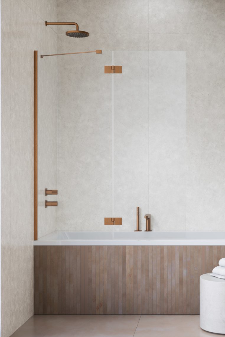 Radaway Essenza Brushed Copper PND II parawan nawannowy 100 cm 2-częściowy miedź szczotkowana/szkło przezroczyste 110002100-93-01L