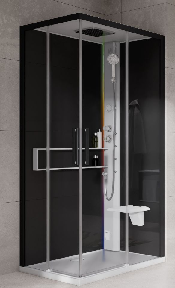 Novellini Glax 2 2.0 A kabina z hydromasażem 100x70 cm prawa parowa z brodzikiem biała G22A107DT5-1UH