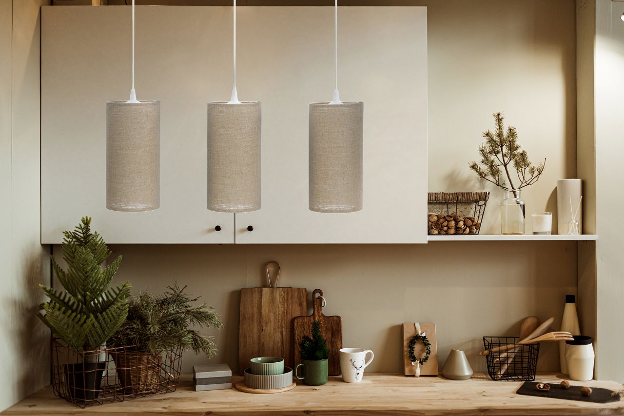 BPS Koncept Boho Ellegant Slim lampa wisząca 3x60 W beżowa 0T0-L3-003