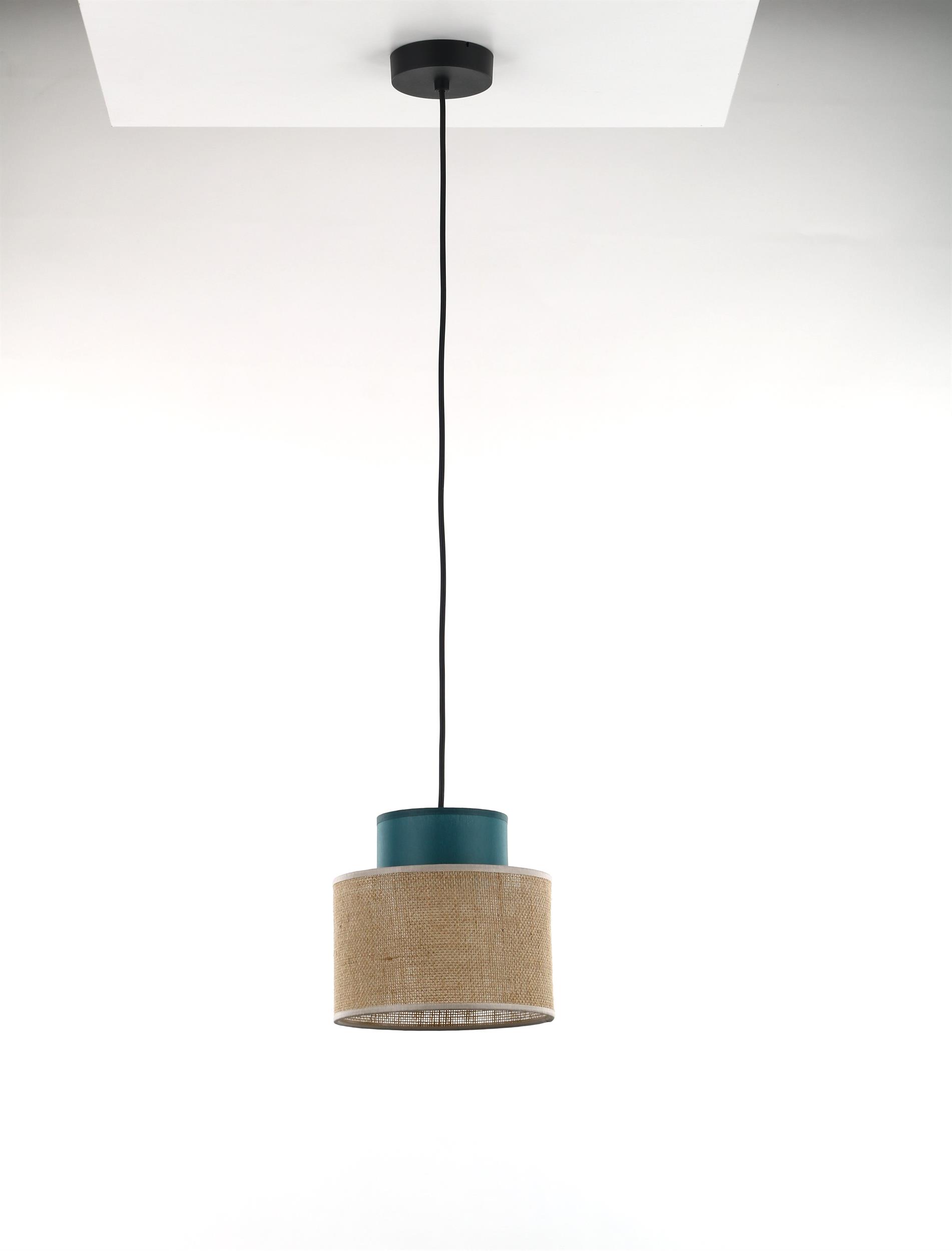 TK Lighting Duo Juta Green lampa wisząca 1x15W czarny/zielony 3257