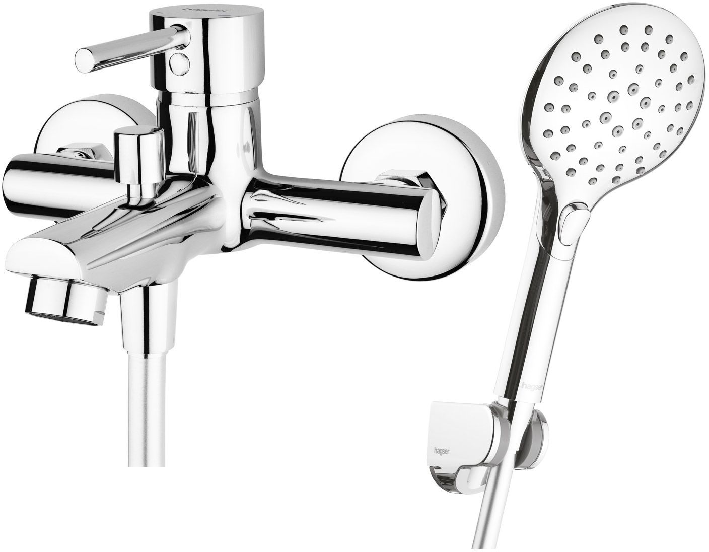 Zestaw Hagser Lisa bateria wannowo-prysznicowa ścienna z kompletem natryskowym Andrea Birgit chrom HGR33000036 - Wysyłka w 24h