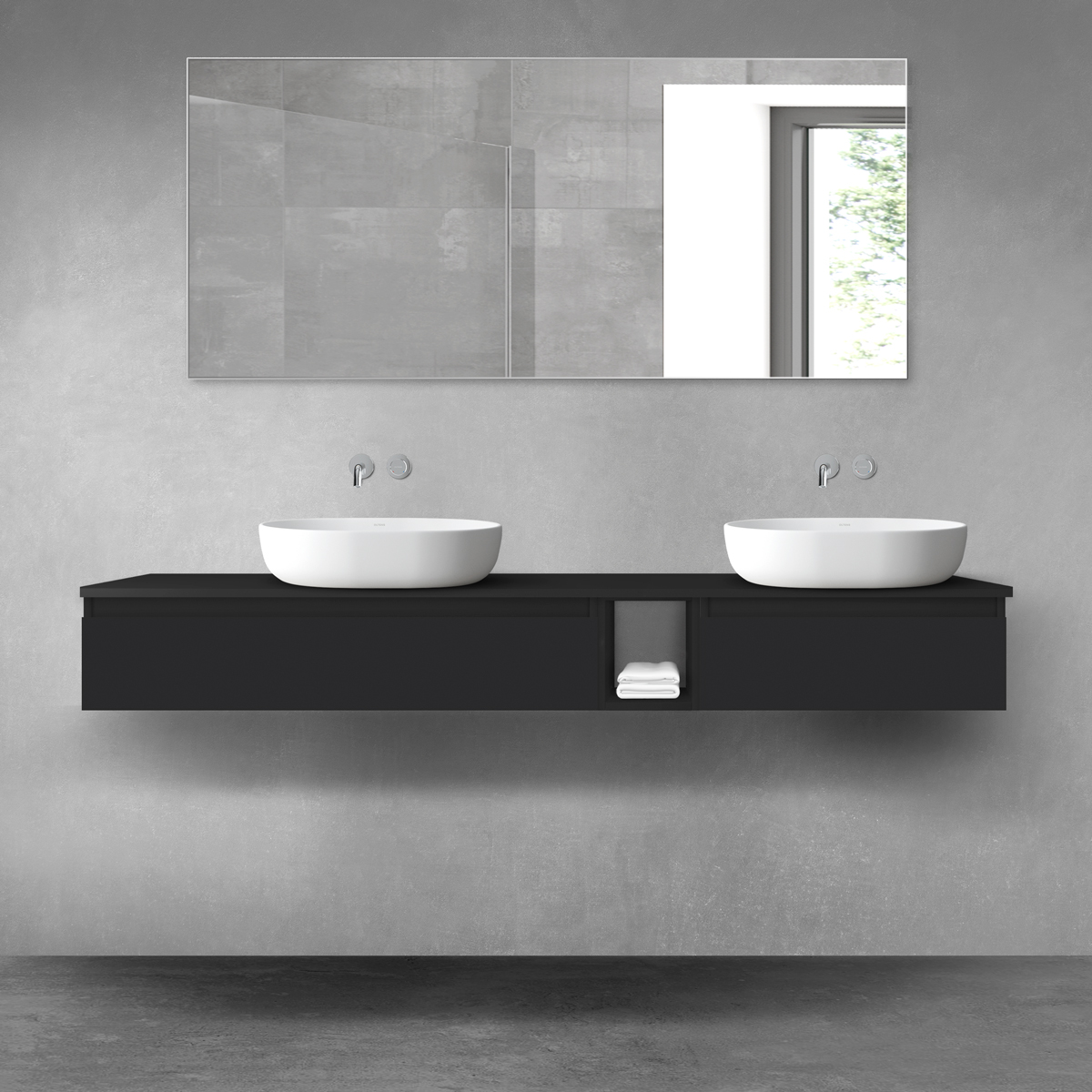 Oltens Vernal zestaw mebli łazienkowych 180 cm z blatem czarny mat 68657300 - Wysyłka w 24h