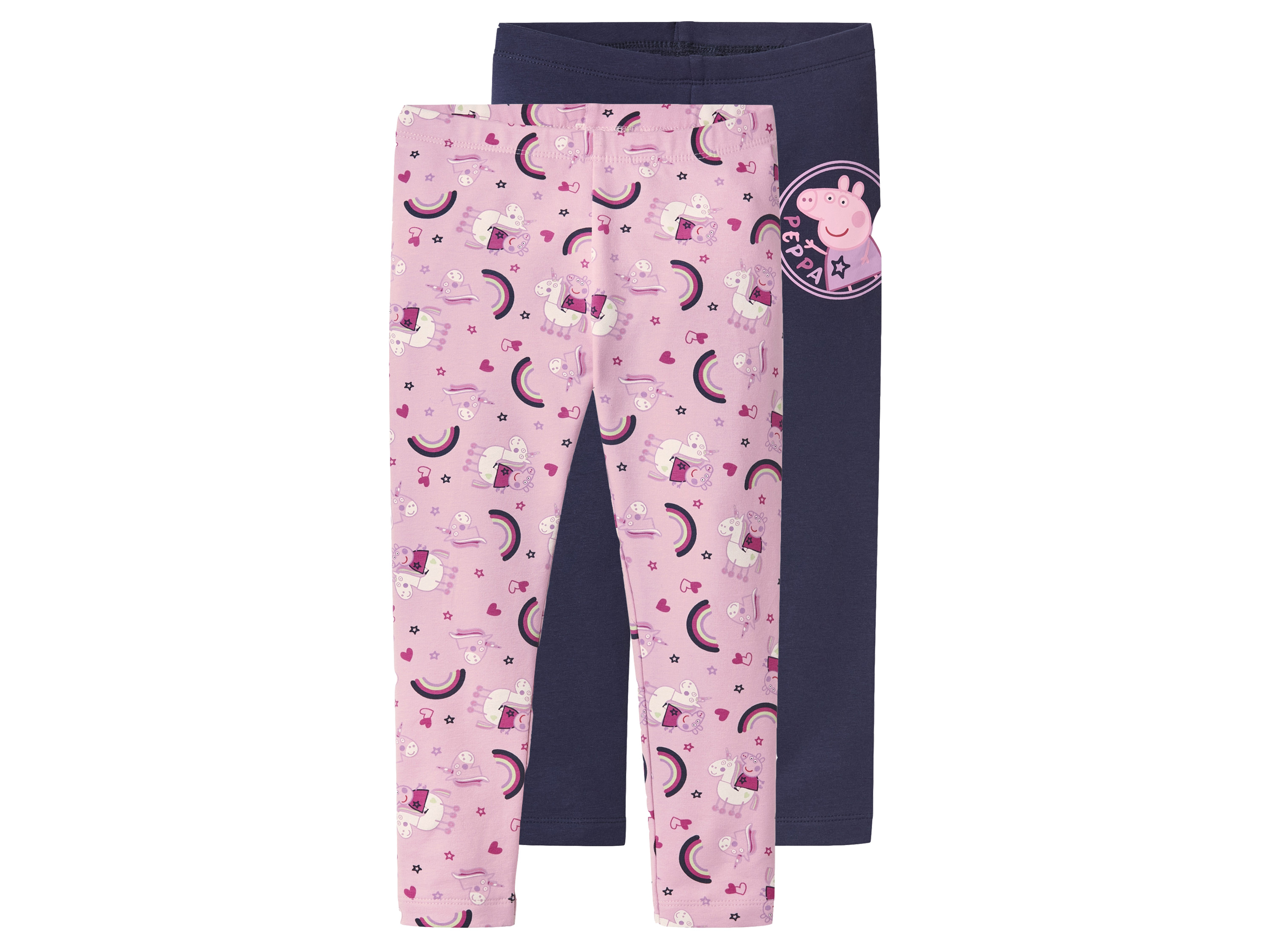 Legginsy termiczne dziecięce z bawełną, 2 pary Granatowy/różowy, 110/116