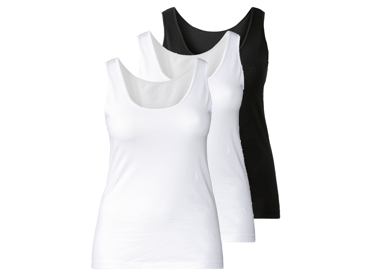 esmara Podkoszulki damskie XXL z bawełną, 3 sztuki Czarny / biały, XXL 52/54