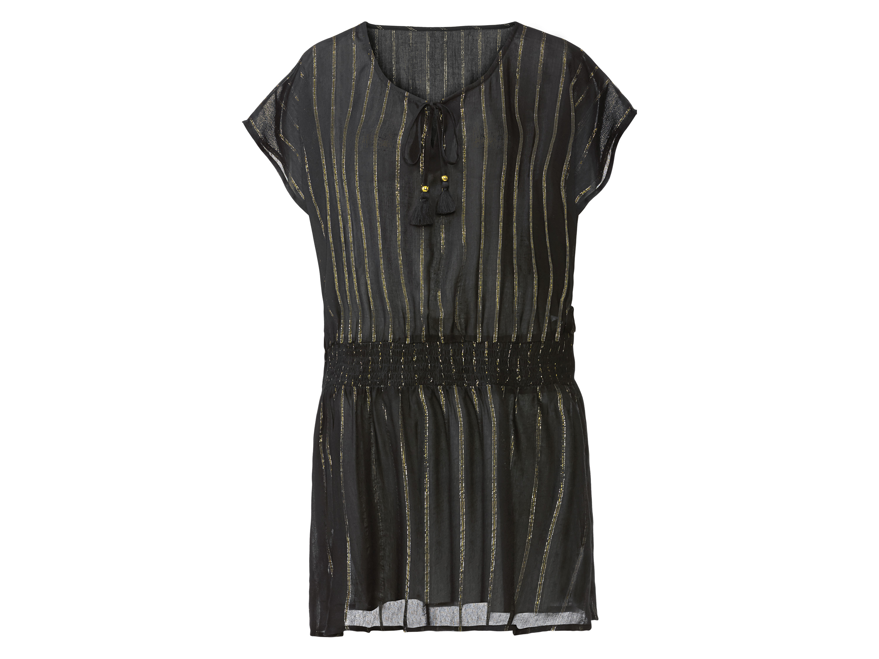 esmara Tunika plażowa damska z rozcięciami po bokach Czarny/srebrny/złoty, L44/46