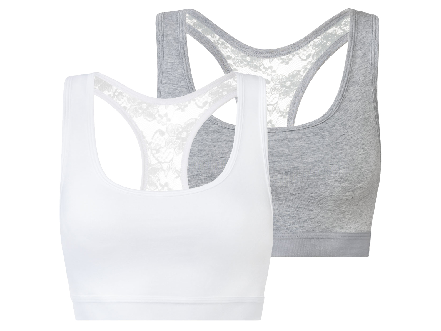 esmara Biustonosze typu bustier z koronką, 2 sztuki Szary/biały, L44/46