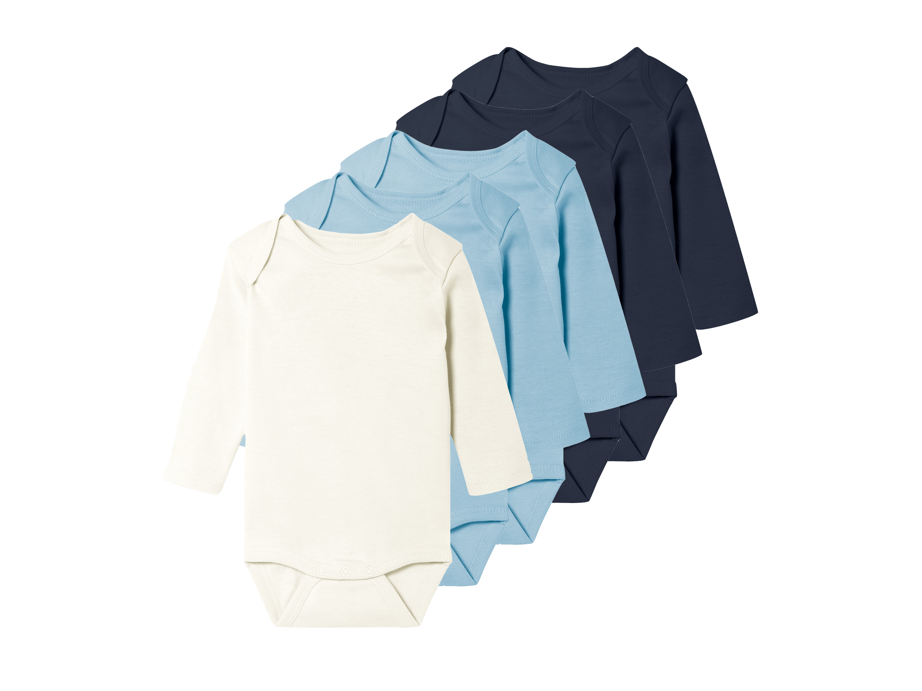 lupilu Body niemowlęce z biobawełny, 5 sztuk Biały/jasnoniebieski/granatowy, 86/92