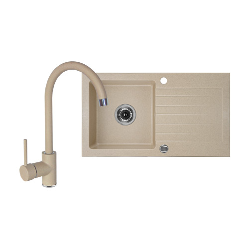 Darmowa Dostawa - Zlewozmywak z baterią piaskowy/piaskowy Deante Zorba abset0253
