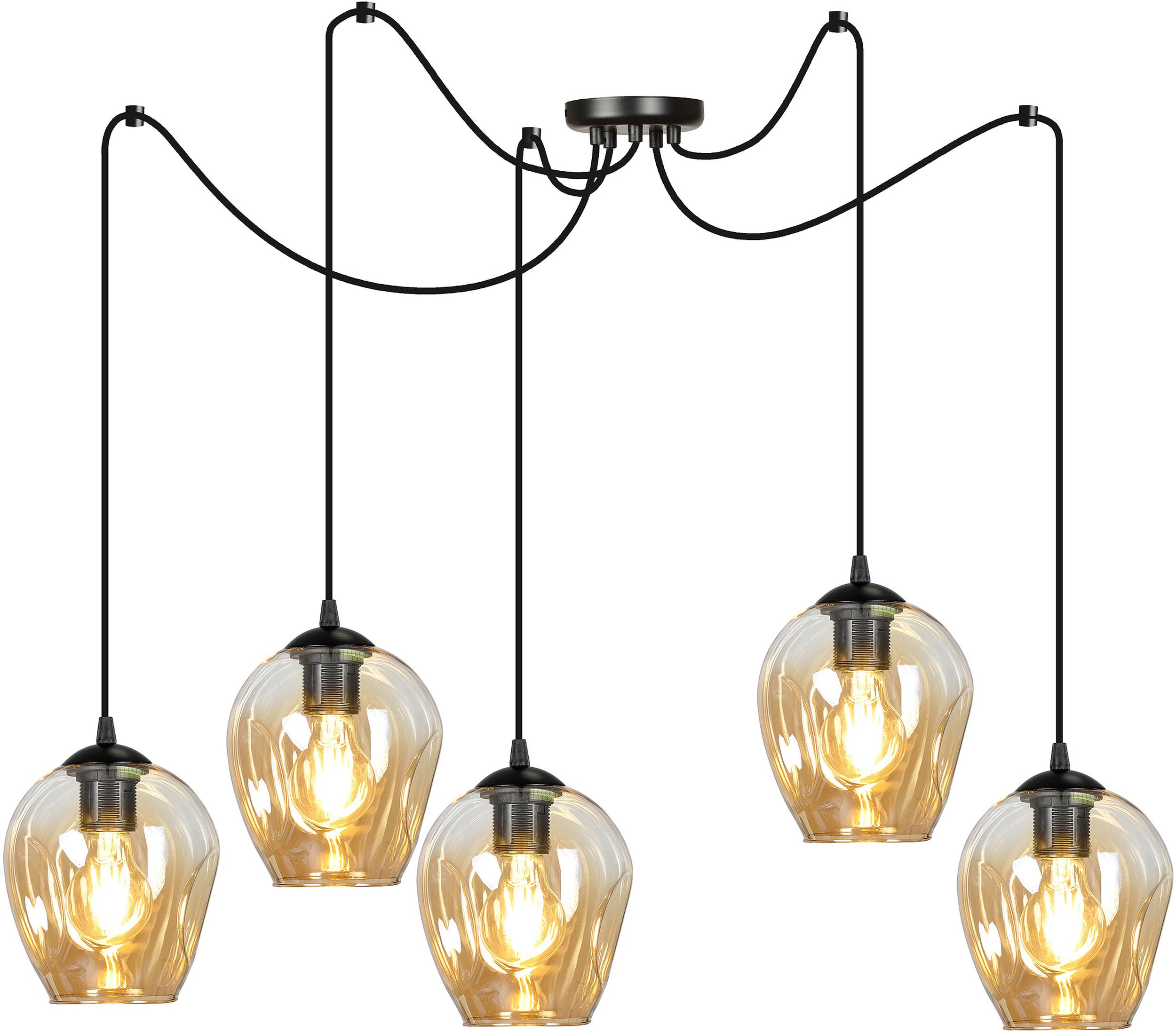 Darmowa Dostawa - Lampa wisząca 5x15 W czarna-bursztynowa Emibig Level 7585