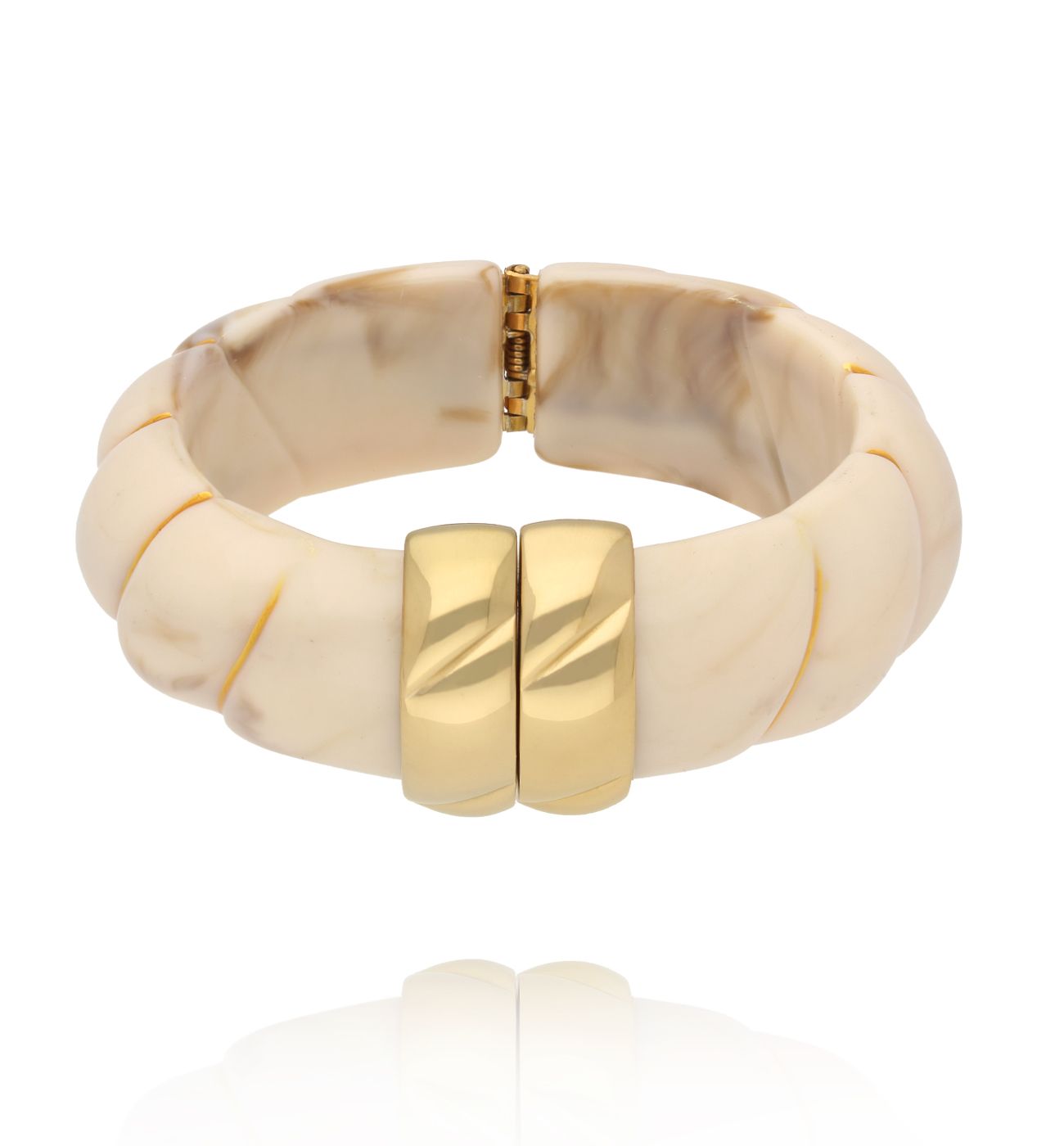 Bransoletka w odcieniu mlecznego beżu ze złotym zapięciem BEU0003