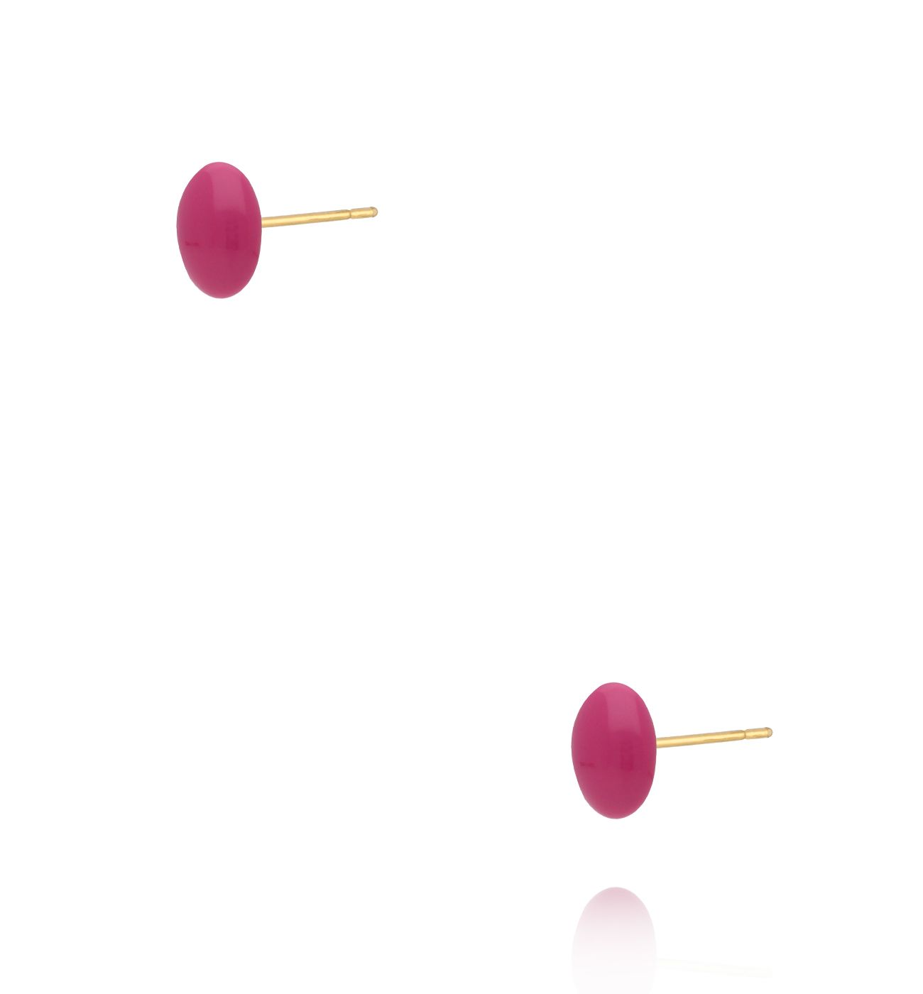 Kolczyki wkrętki z fuksjową emalią KSY0366 - By Dziubeka