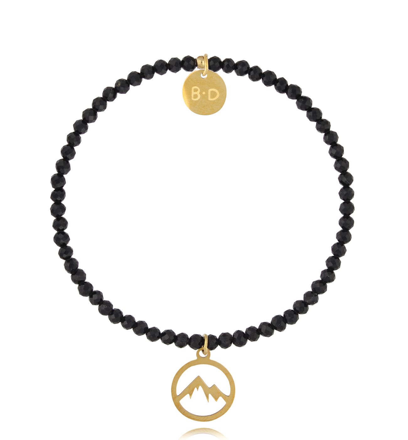 Bransoletka z turmalinami i złotą zawieszką z górami BTW2756