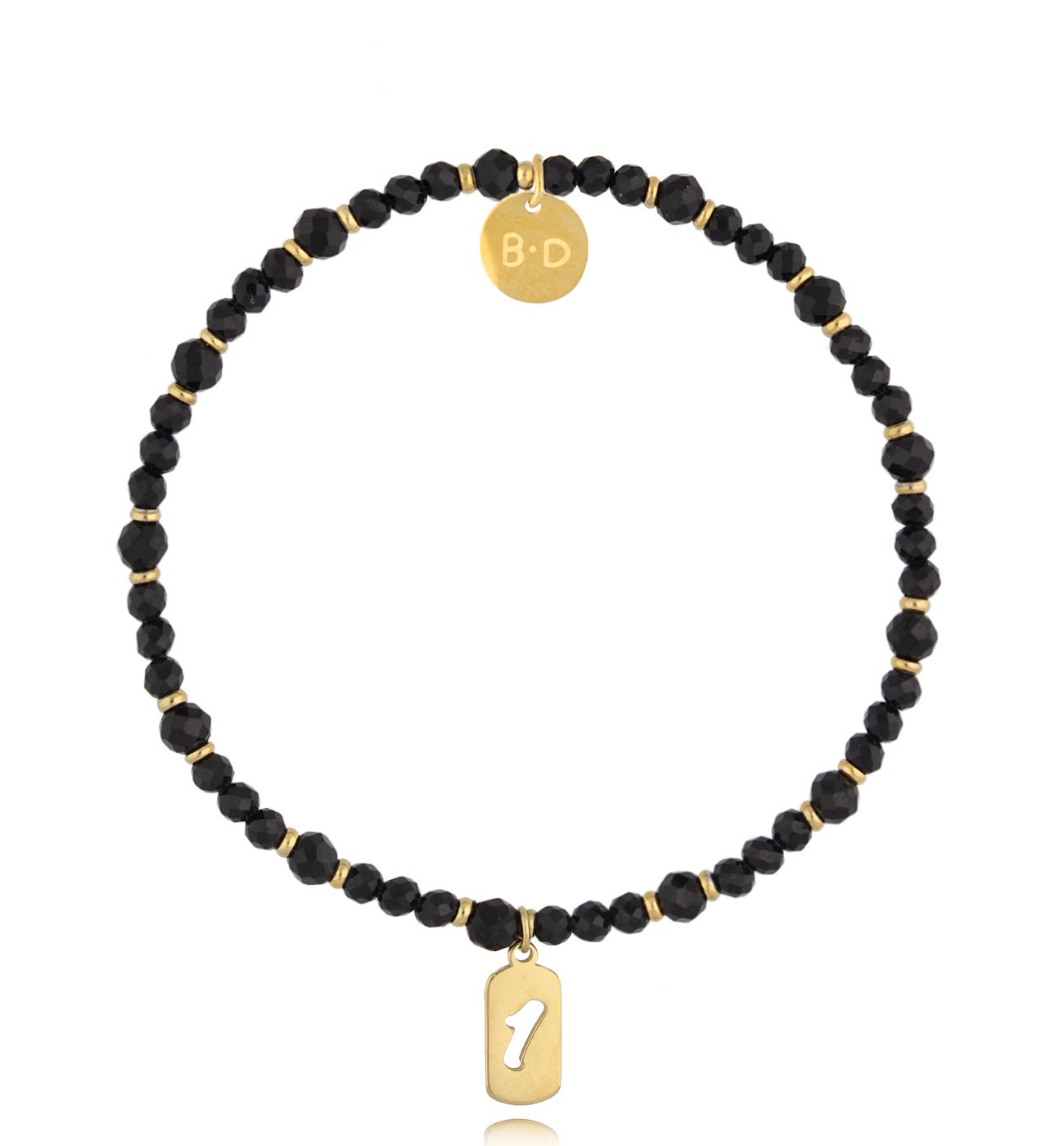 Bransoletka z agatami i cyfrą 1 złota BTW2985