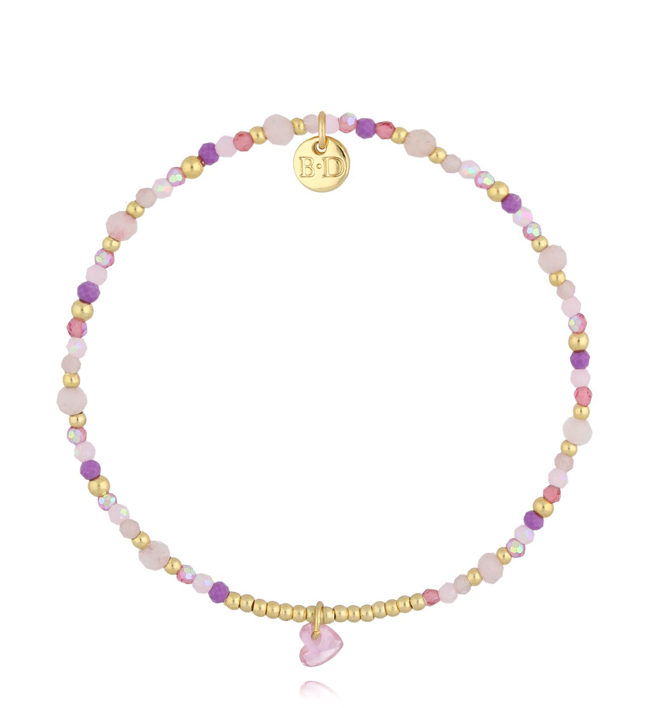 Bransoletka różowa z sercem BSC2156