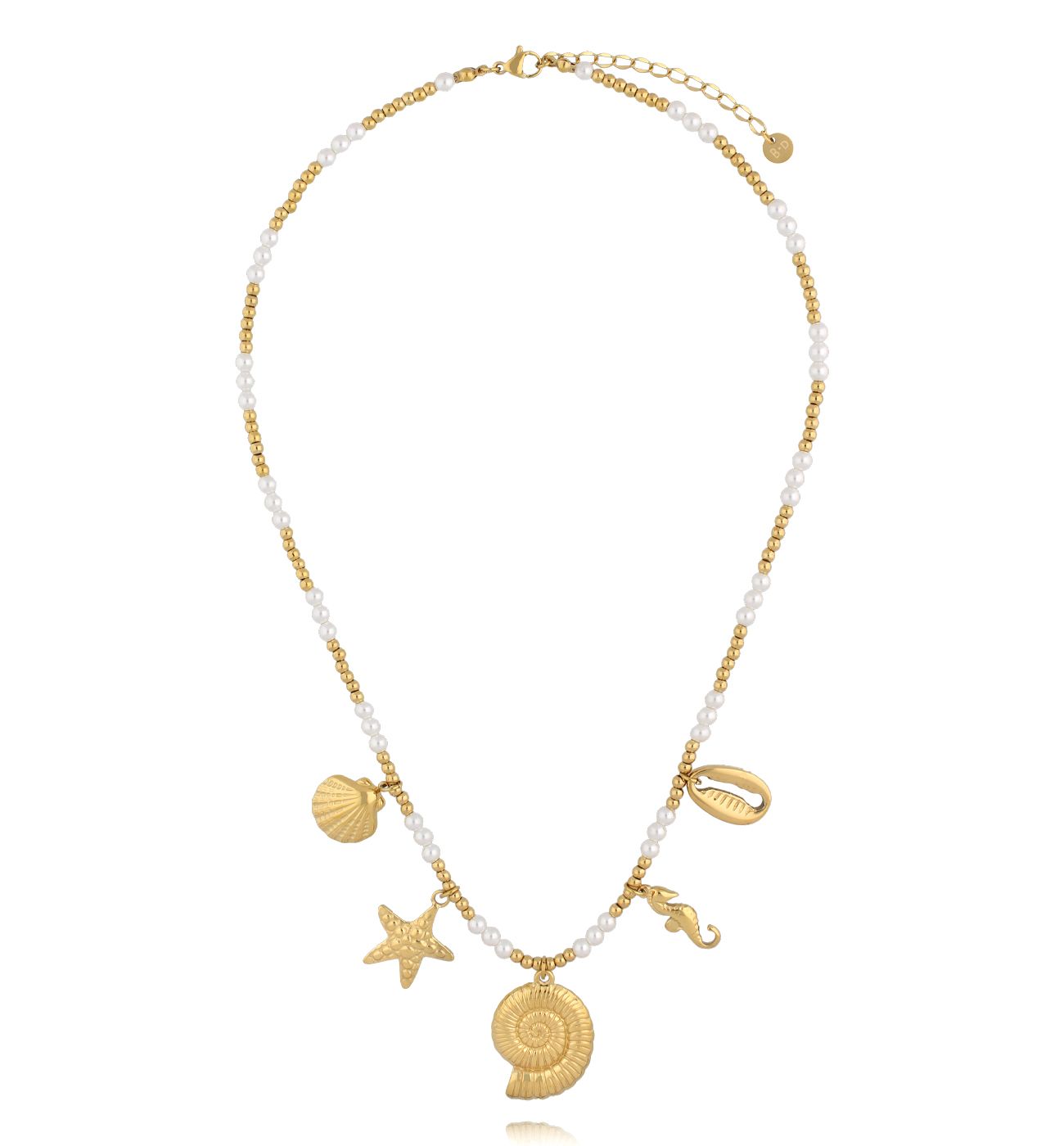 Naszyjnik z motywami muszli, rozgwiazdy i konika morskiego NSY0574