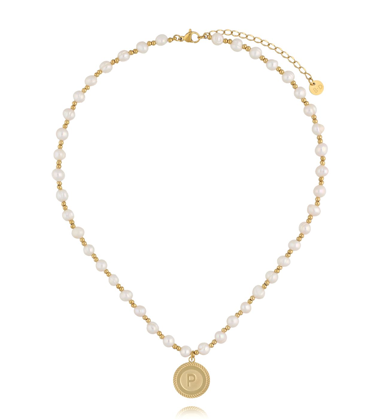 Naszyjnik z pereł z literką P - By Dziubeka